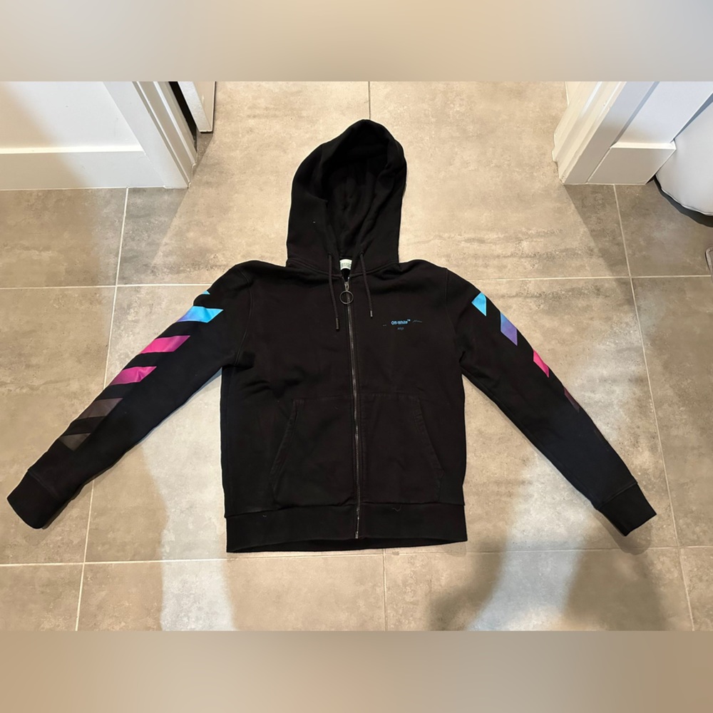 Off-White Black Diagonal Gradient Zip Hoodie - image 4